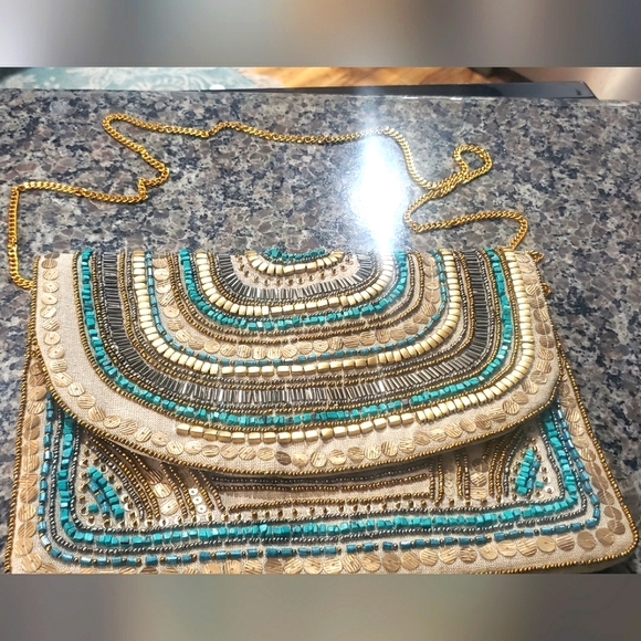 NWOT Bohemian Style Beaded Jute Shoulder bag - Picture 3 of 14